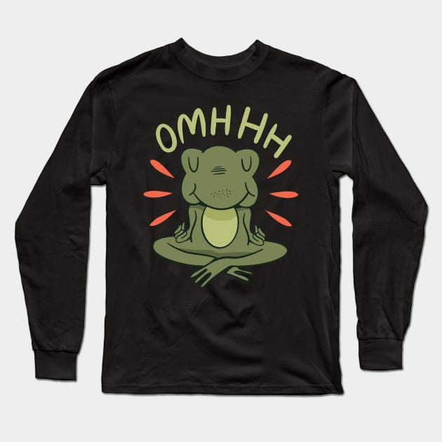 Meditation Frog in Yoga Pose Long Sleeve T-Shirt by Watersolution